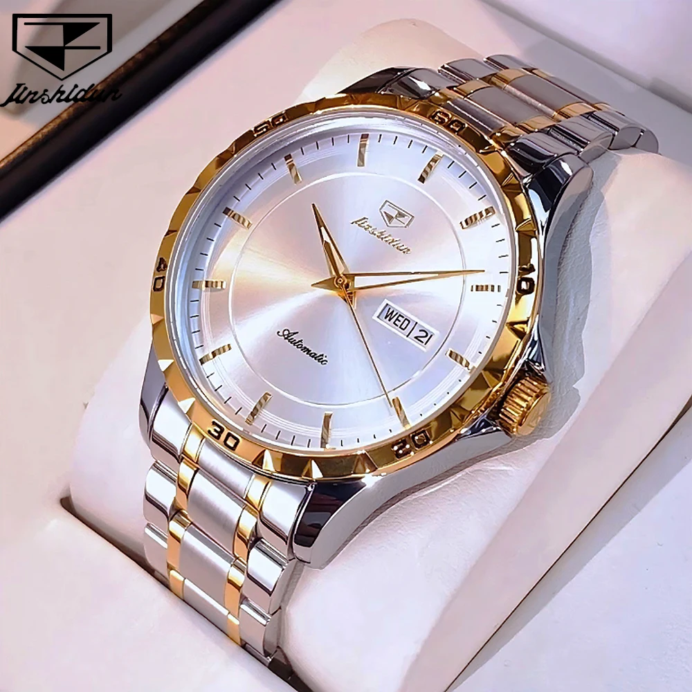 

JSDUN мужские часы лучший бренд класса люкс модные из тонкой стали оригинальные автоматические механические наручные часы для мужчин водонепроницаемые дата неделя