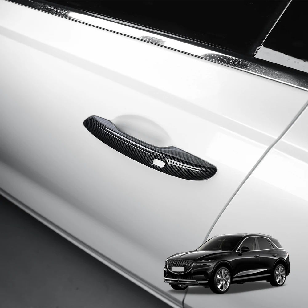 

For Genesis GV70 2022-2025 Automotive Carbon Fiber Black ABS Exterior Door Handles Cover Trim Car Accessories LHD
