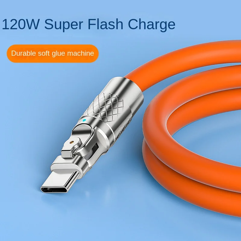 180-degree swivel elbow fast charging data cable game mobile game charging cable liquid zinc alloy chassis geek line wholesale