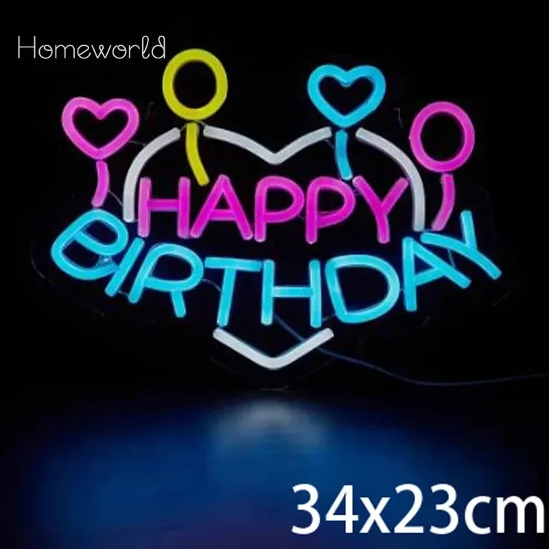 Happy Birthday Heart  Neon Sign Light LED for Wall Decor Birthday Party wall Decor Event Decor Personalized Birthday Gifts