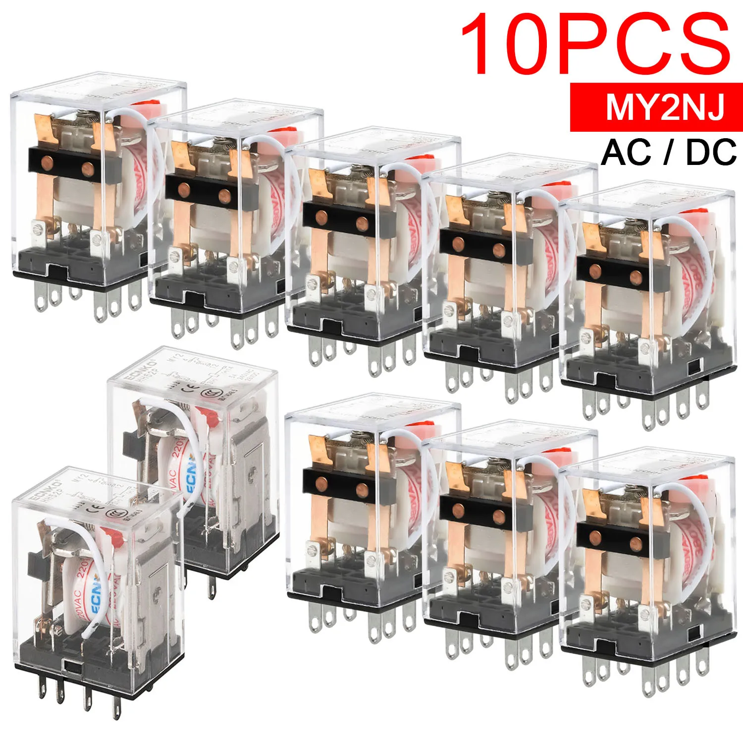 10pcs MY2 HH52P MY2NJ 12V 24V DC AC 36V 48V 110V 220V 380V Coil General DPDT Micro Mini Relay MY2N-GS 8Pin Small Intermediate