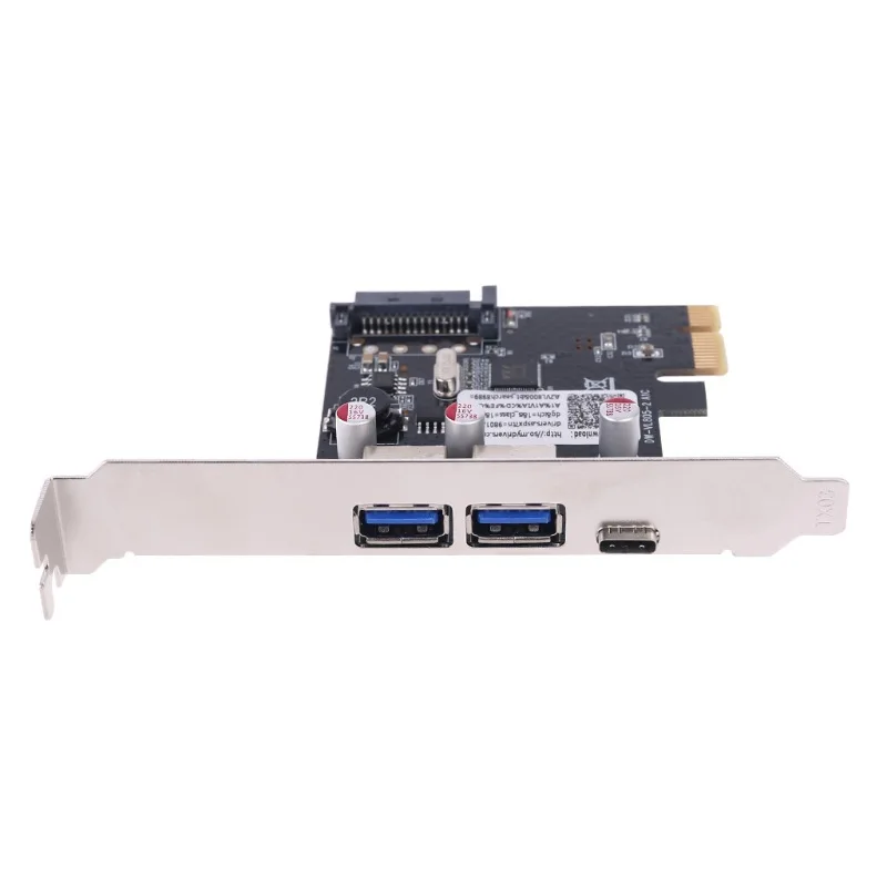 PCIE PCI Express to usb 3.1 type-c Dual usb 3.0 pci-e riser card adapter type c Reversible card with sata 15p power supply