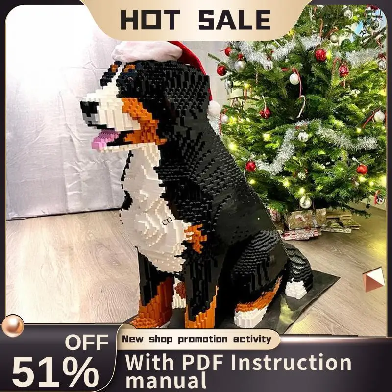 

New 15291Pcs Hot Selling Sculptures Series Moc Large Bernese Mountain Dog Model Building Blocks Diy Creative Ideas Kids Toy Gift