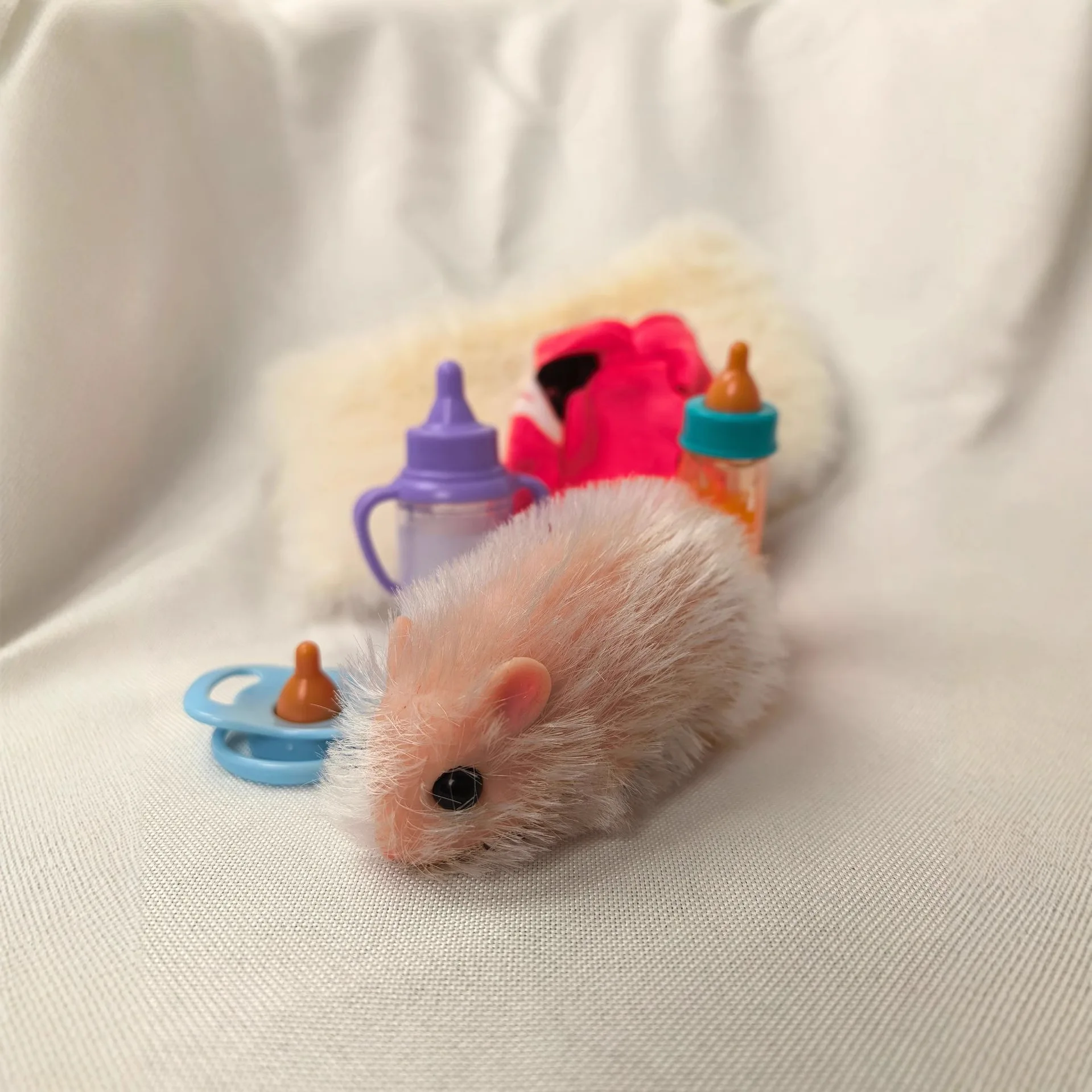 Simulation Animal Hamster Silicone Reborn Doll Decompression Toys Cute Hamster With Feeding Accessories Newborn Baby Reborn Doll