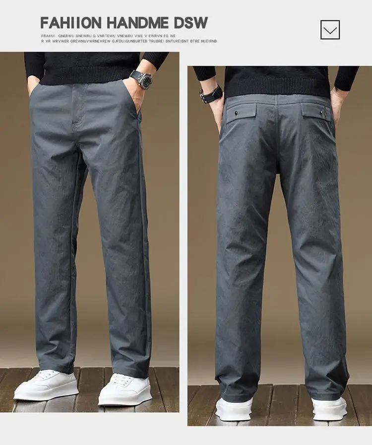Herren Business-Hose, Gerade Passform, Baumwolle, Lässige Hose, Modische Herrenhose mit Elastischem Bund, Dehnbar, für Frühling und Herbst, Vielseitige Arbeitshose – Detail 14