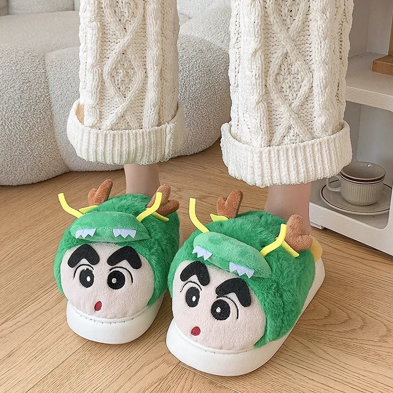 

Cute cartoon kawaii Crayon Shin-chan Cotton Slippers for Men and Women In Winter 2024 New Indoor Home Warm and Fluffy Slippers