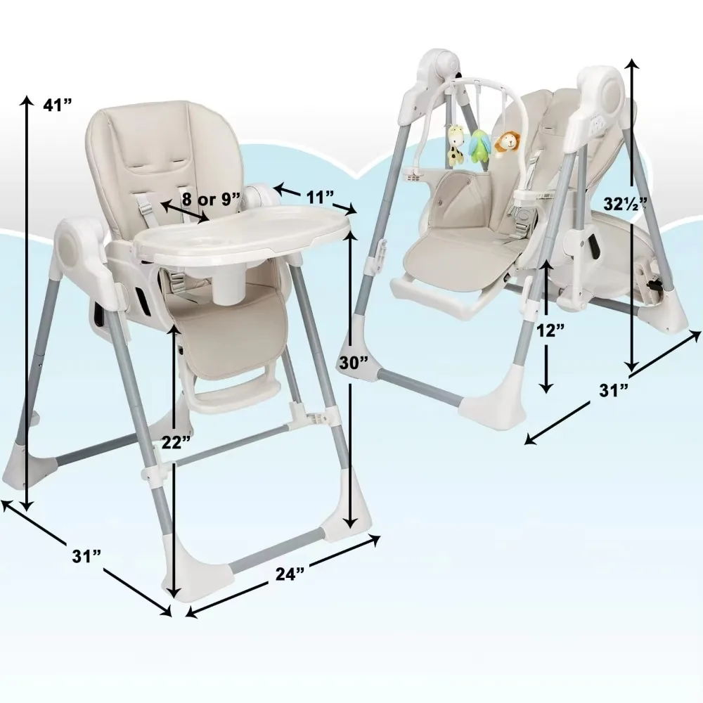 Modern Intelligent Electric Baby Swing Chair Cozy High Chair With For Babies Aged 0-3 Years For Kitchen Dining & Baby Nursing
