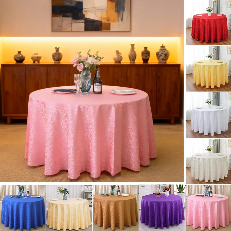 

Large Luxury Red Gold Floral Tablecloth 160-320cm Round Shape Washable for Wedding Restaurant Banquet Fine Dining Decoration