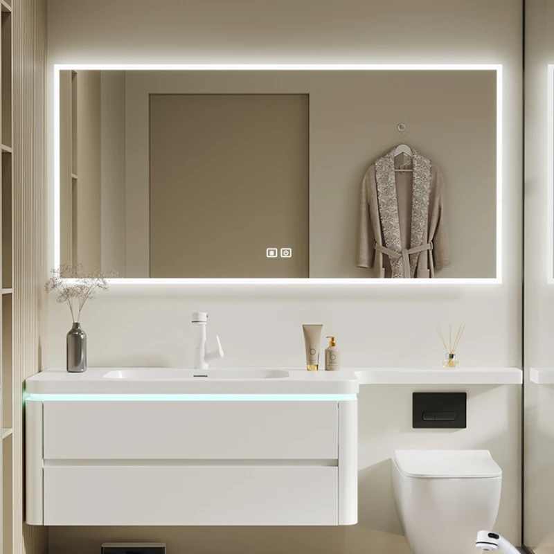 Cream wind bathroom cabinet integrated basin combined toilet toilet extension stand with side washstand