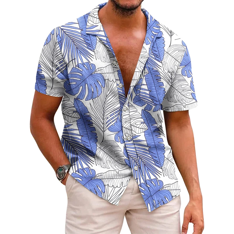 Mens Hawaiian Shirts Casual Short Sleeve Button Down 3D Print Tropical Beach Shirt Blouses For Men Camisa Manga Corta Hombre