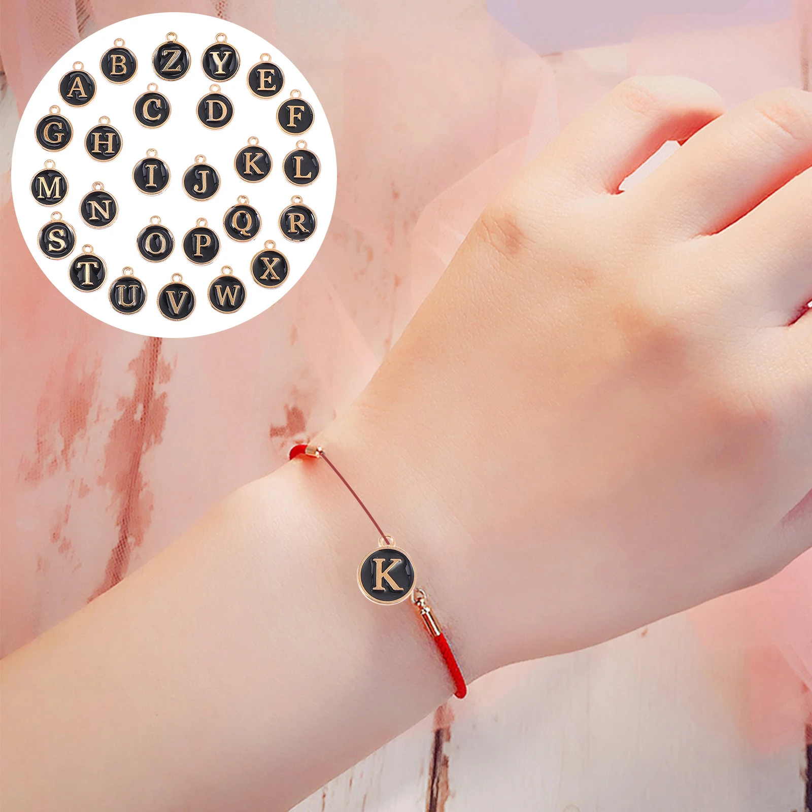 

26 Pcs Letter Pendant Women Charm Bead Alphabet Beads Metal Charms Necklace Accessories Initial for