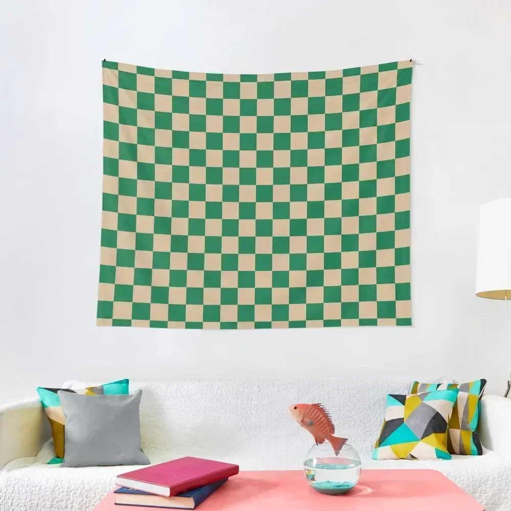 

Tan Brown and Cadmium Green Checkerboard Tapestry Wall Art Wall Coverings House Decoration Nordic Home Decor Tapestry