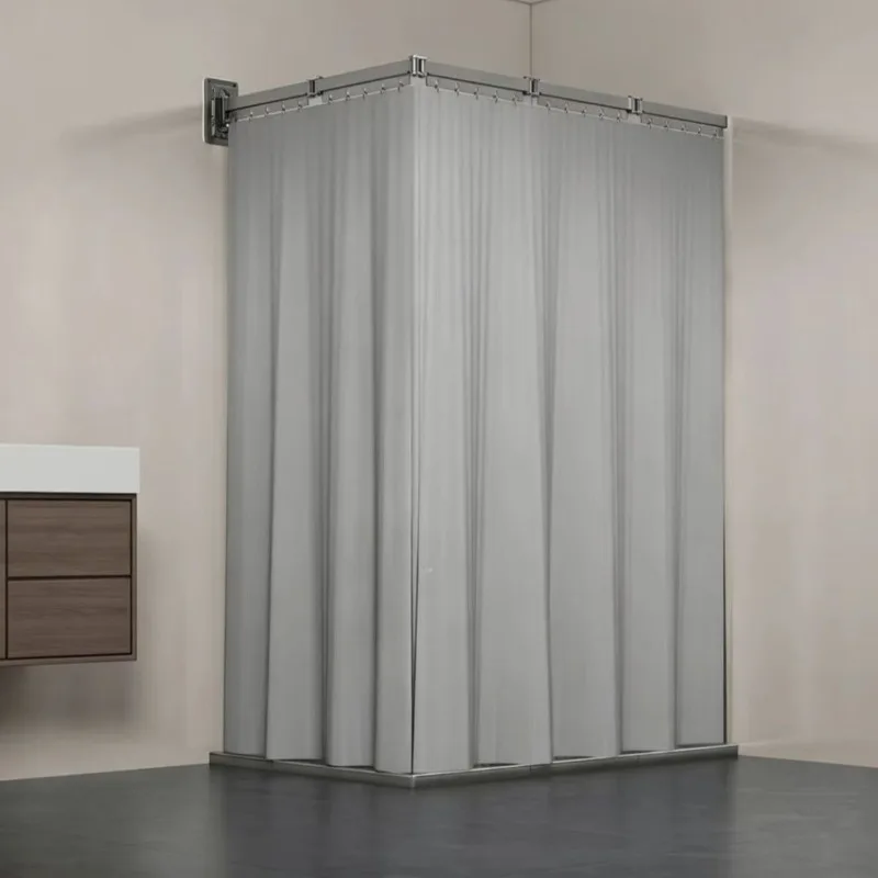 Folding shower curtain, bathroom blocking tarp, bathroom wet and dry separation partition