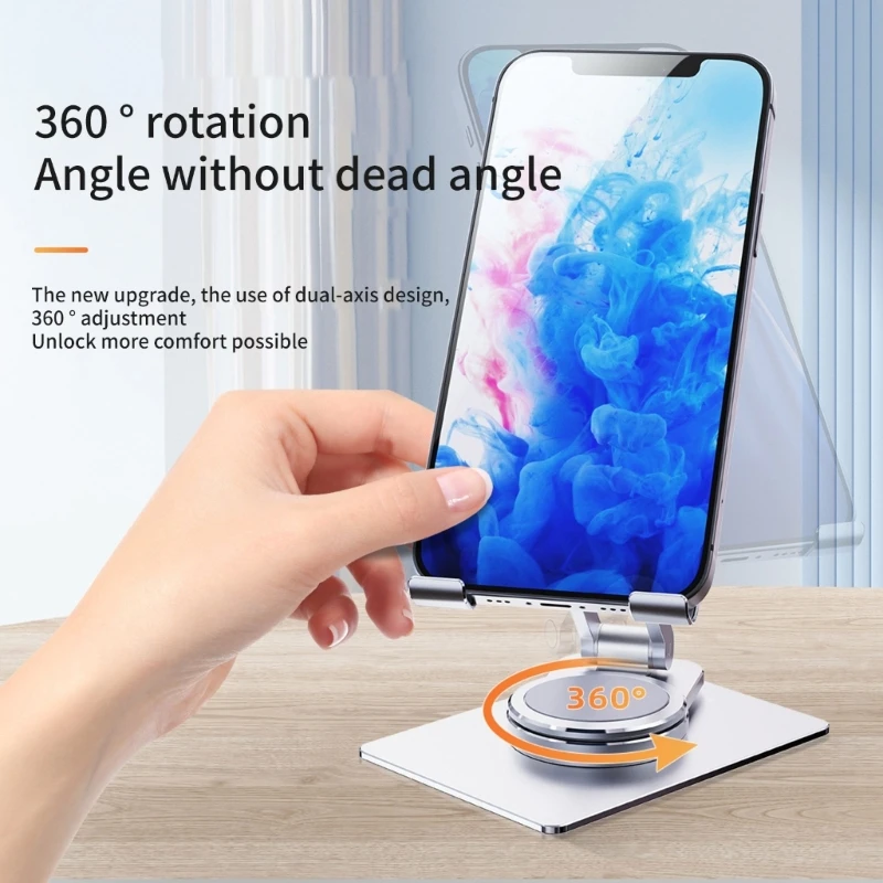 Portable Phone Bracket Cradle 360 Degree Rotary Foldable Cellphone Tablet Holder Bracket Desktop Aluminum Support 896C