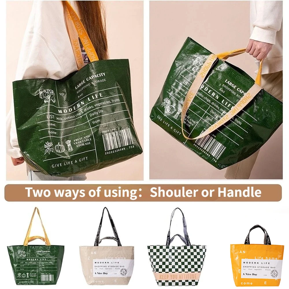 

1-2PCS Portable Large Capacity Shopping Bag Foldable Creative And Environmentally Friendly Storage Bag Outdoor Shopping Tote Bag