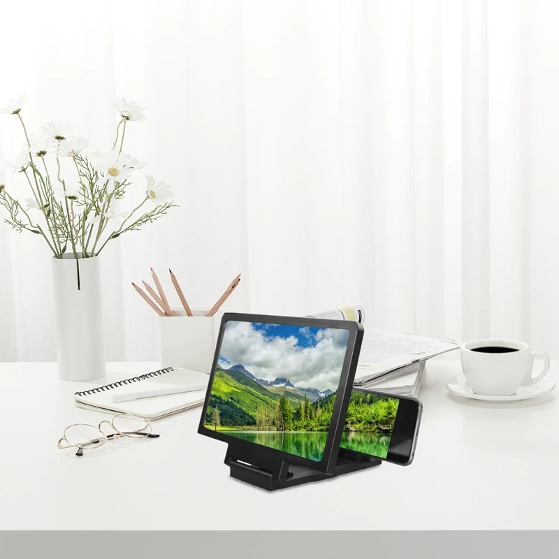 Увеличительное стекло для экрана, 3D умное устройство для защиты фильмов от излучения, с держателем для телефона, для любого смартфона