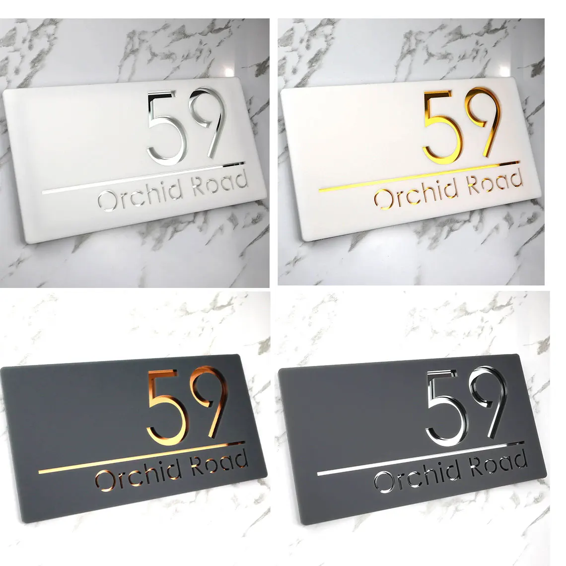 

Personalised Exterior House Number Sign Laser Cut Acrylic Plate Customized Outdoor Family Name Street Address Door Sign