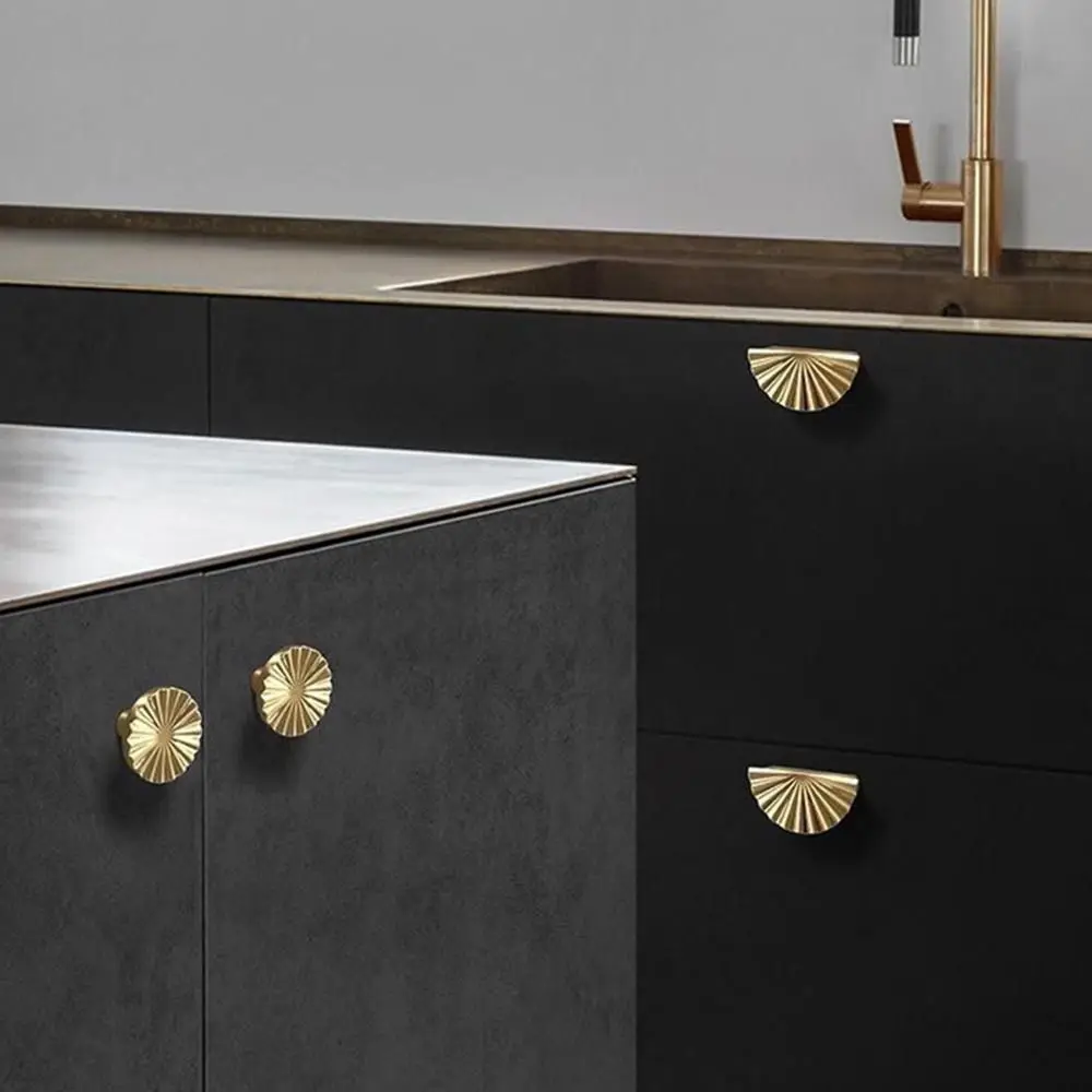 Zinc Alloy Semi-circular Handle Fan-shaped Single hole Cabinet Door Pulls Nordic Style Circular Dresser Knobs Furniture Hardware