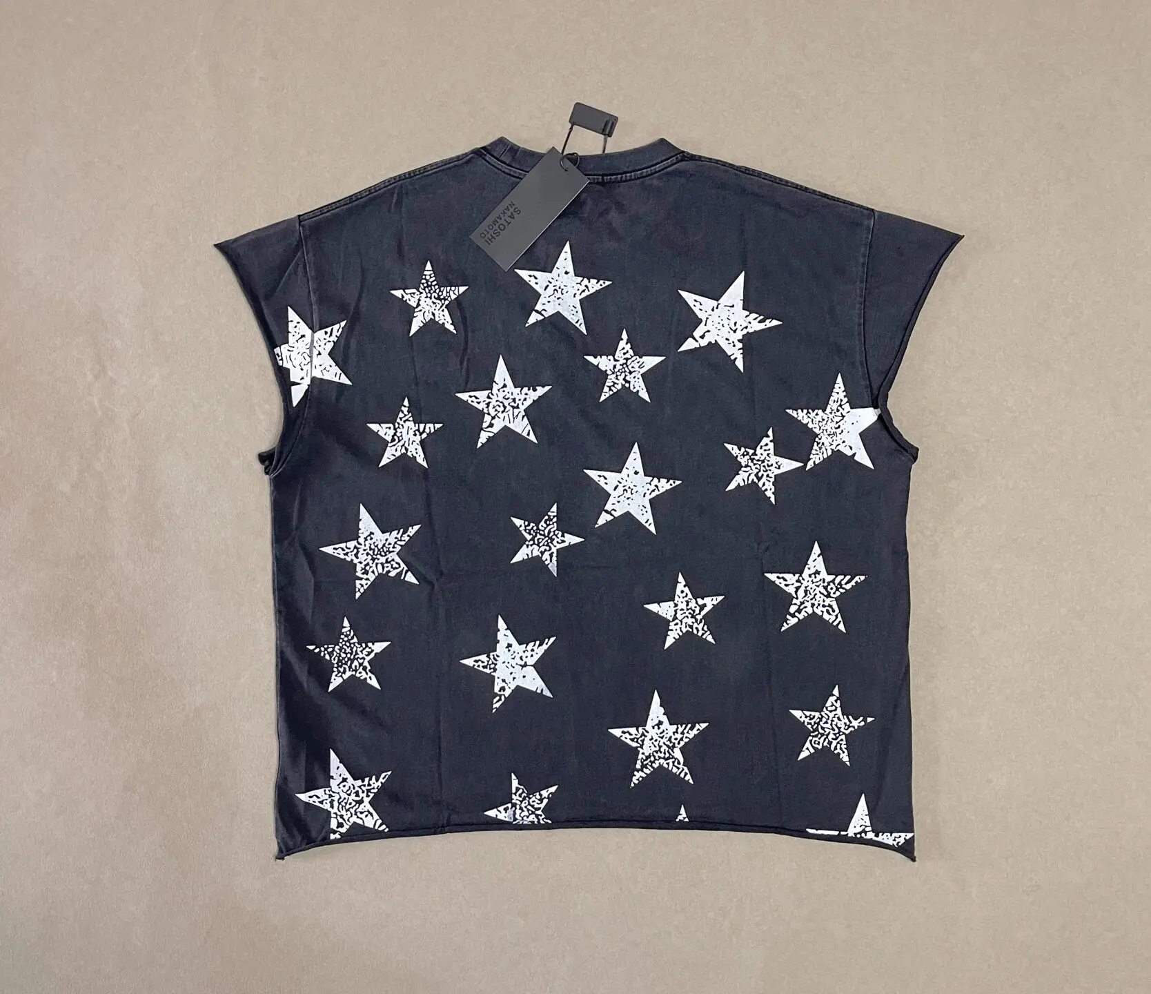 Satoshi Nakamoto Star Graphic Tank Top Men Women Oversized Cotton Washed Distressed Raw Edge Sleeveless Streetwear Vest