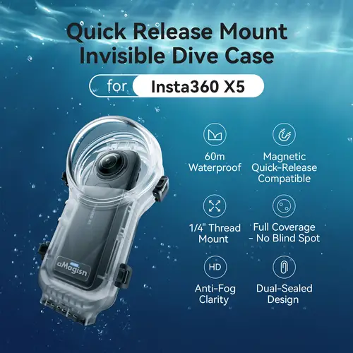 Imagen 2 del producto Funda de buceo Invisible para Insta360 X5, carcasa impermeable para Insta 360 X5, Protector subacuático, accesorios de carcasa de buceo
