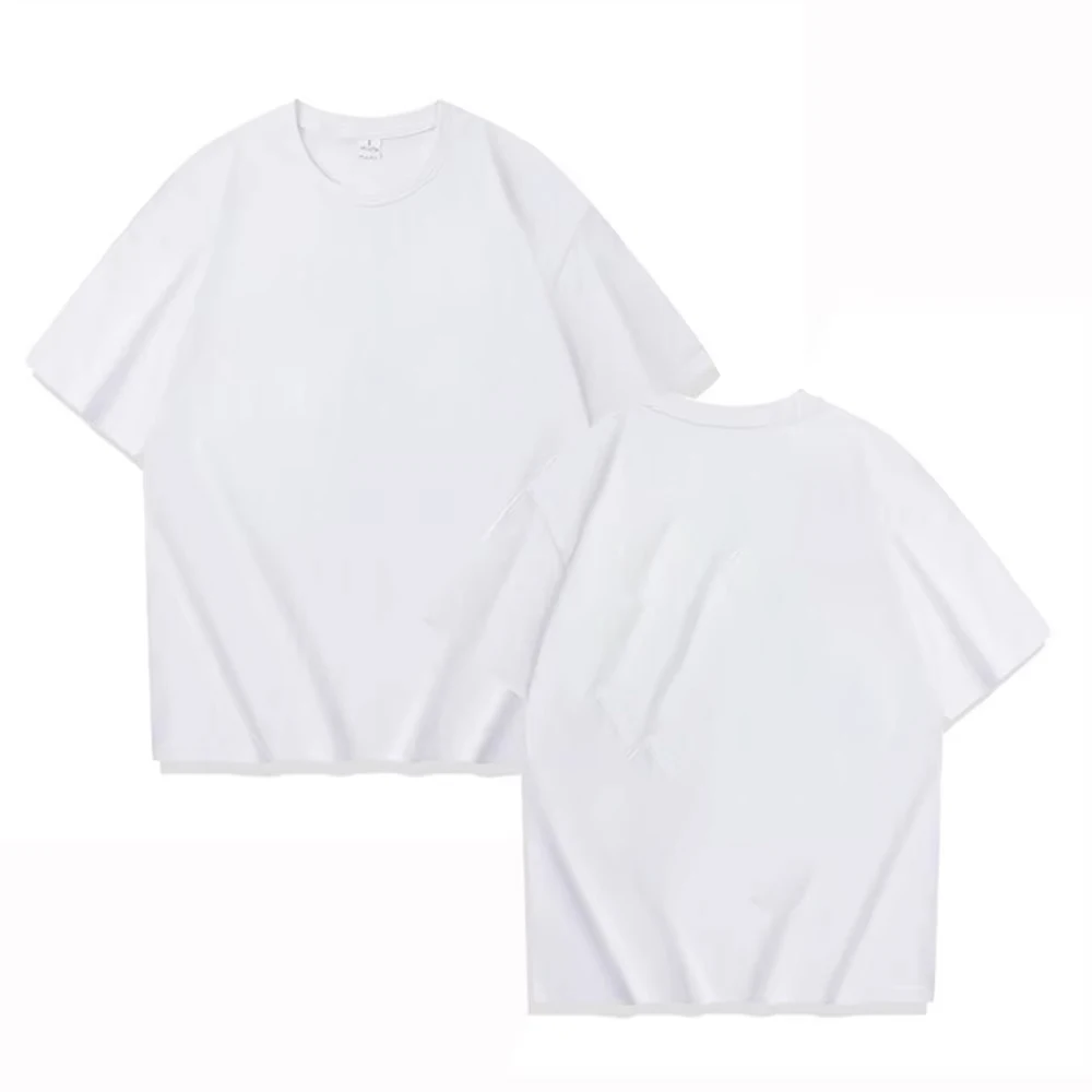 New summer unisex loose-fitting crew neck T-shirt with dropped shoulders, casual, trendy, and fashionable street style.