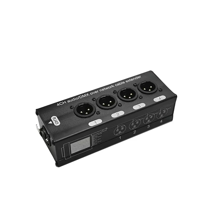 Male Female 4-Channel 3-Pin XLR Audio and DMX512 over Network Cable Extender, DMX512 Network Signal Extender