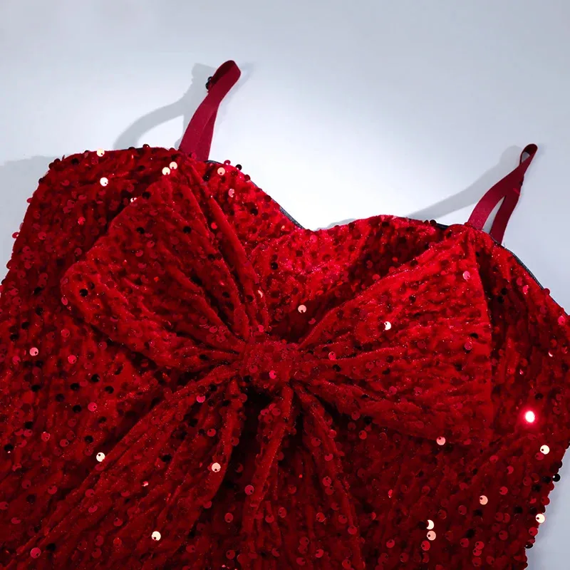 ROLECOS عيد الميلاد تأثيري حلي المرأة الأحمر أفخم تأثيري حلي مهرجان حفلة ملابس ضئيلة فستان قصير الحمالات الحمراء