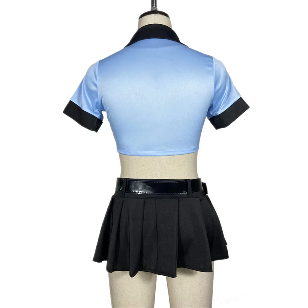 6Pcs Blue Sexy Policewoman Uniform Adult Women Halloween Party Cosplay Female Cop Officer Outfit Police Costume