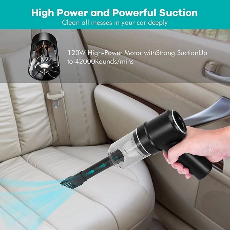 Handheld Car Vacuum Cleaner 120W Powerful Suction Small Car Vacuum Cleaner Hand Vacuum Mini Dust Easy Install Easy To Use