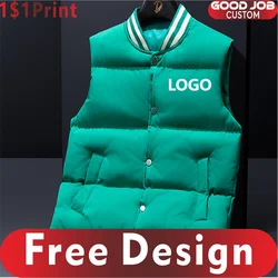 Winter Thick Warm Sleeveless Vest Custom Logo Company Team Casual Jacket Design Brand Trend Men Women Baseball Vest Print M-8XL