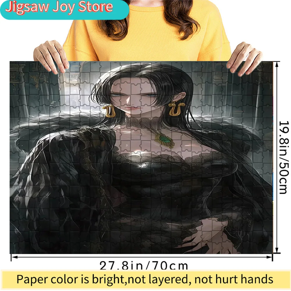 

One Piece Boa Hancock Black Gown Emerald Necklace Scene Art Paper Jigsaw Puzzle, Pirate Empress Character Decor, Collectible Gif