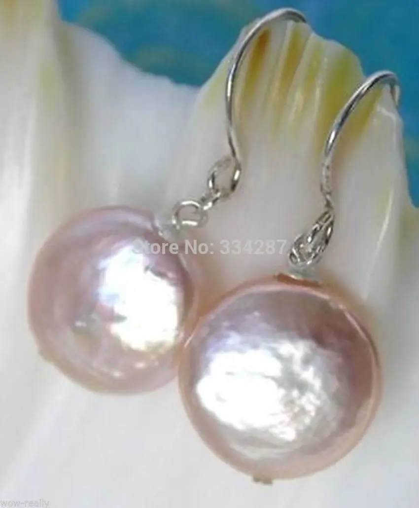 

Beautiful New Pink Coin Freshwater Pearl Hook 2pc Dangle Earrings