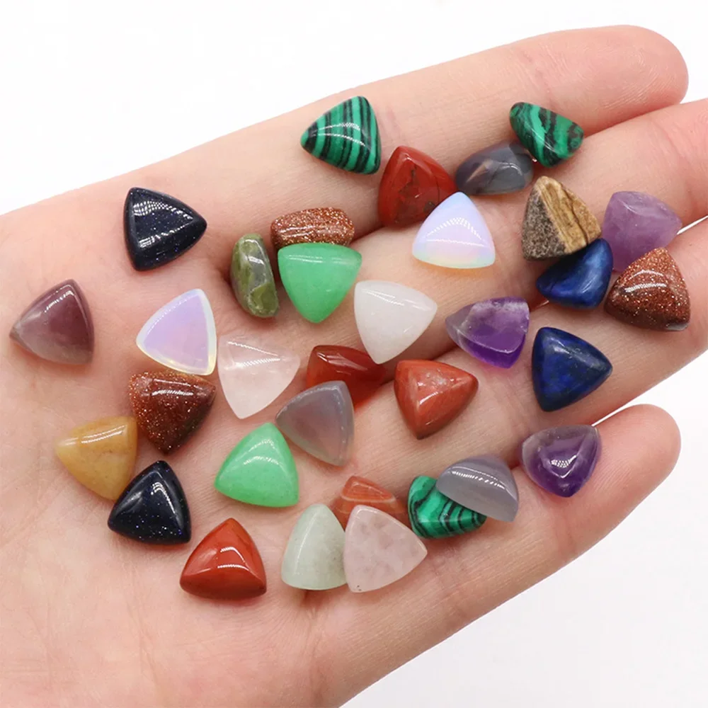 Cabochon Triangle Natural Stone 10mm Healing Amethyst Tiger Eye Lapis Lazuli Quartz Beads Reiki Crystal Gemstones Jewelry Making