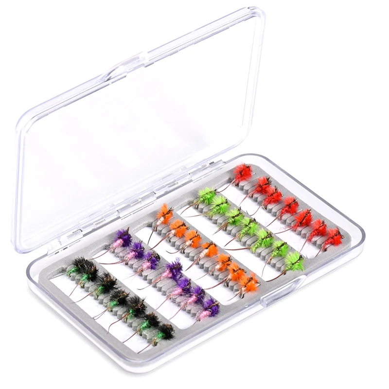 Fly Fishing Bait Set With Box Small Fly Hook Flying Insect 5 Colors 35Pcs Lure Fly Fishing Bait