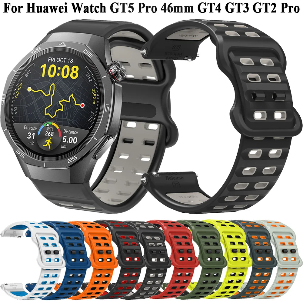 Силиконовый ремешок 22 мм для Huawei Watch GT 5 GT5 Pro 46 мм, ремешок для часов, браслет для Amazfit GTR Polar KOSPET Suunto Zeblaze, браслеты