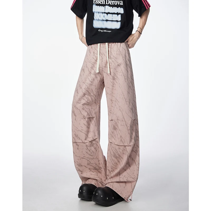 

Men's Seasonal Fashion Trend Tie Dye Versatile Wide Leg Pants for Outdoor Sports Leisure Windproof Breathable Versatile Pants