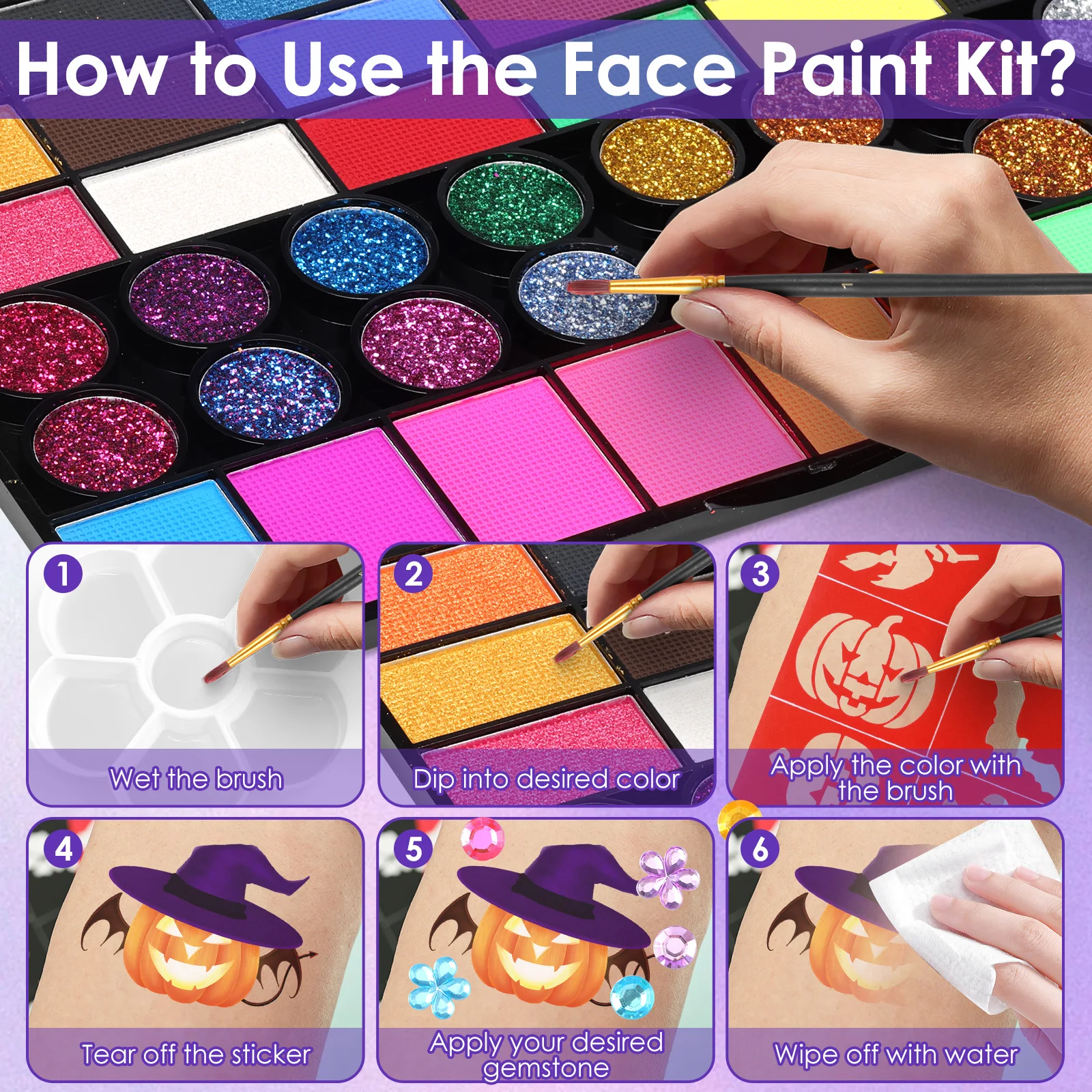 15/42 Kleuren Facial Wateroplosbare Body Painting Gezicht Make-Up Palet voor Kinderen Volwassenen Stadium Halloween Cosplay Party Art Supplies