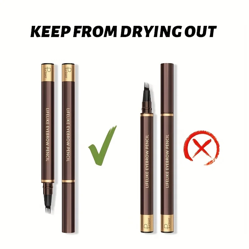 Waterdicht wenkbrauwpotlood, vierpunts gevorkd ontwerp, veegvast, langdurig, voor alle huidtypes, natuurlijke ogende wenkbrauwmake-up