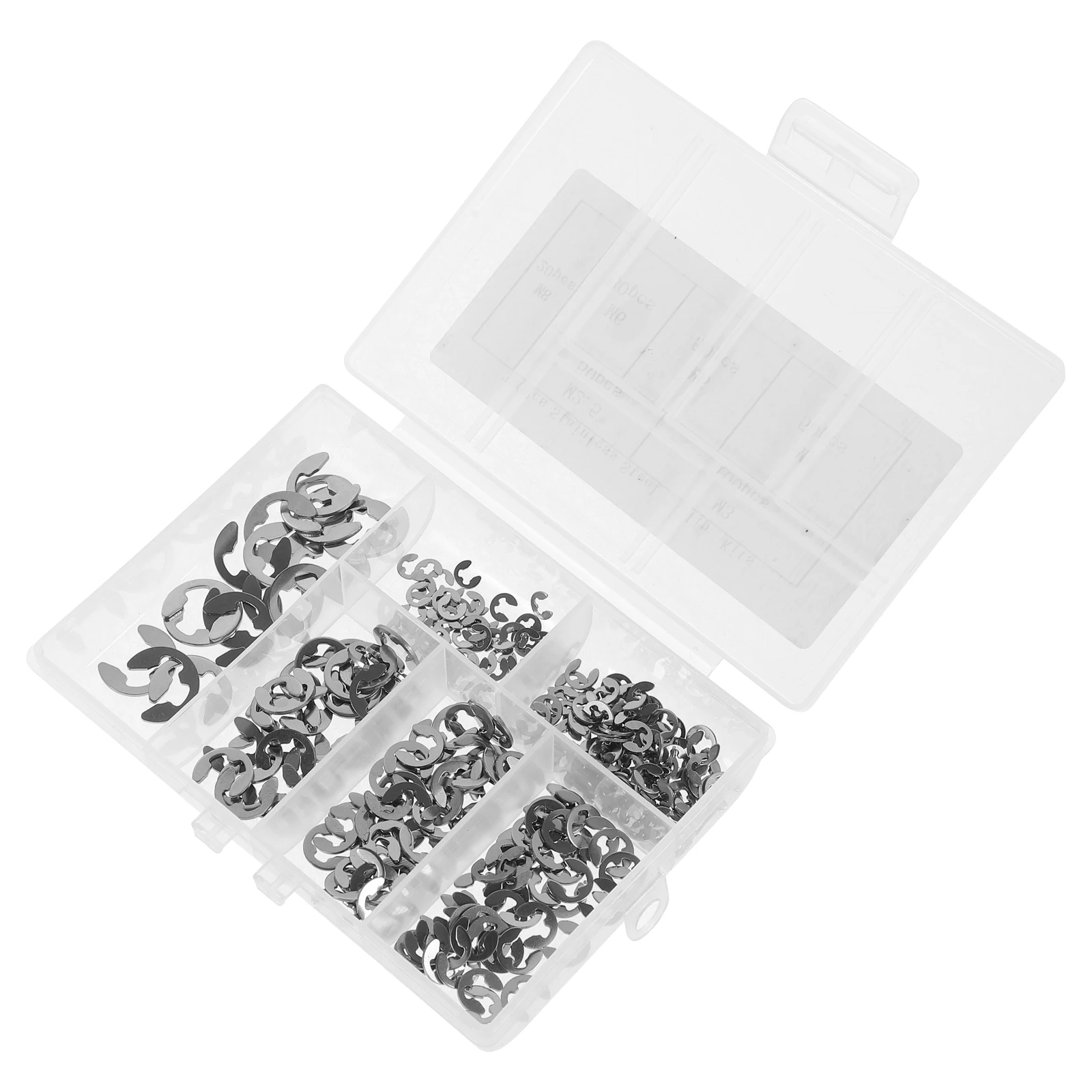 

300 pcs Stainless Steel Circlip Split Rings E-Type Retaining Tooth Shape Silver 6 Sizes M2.5 M4 M5 M6 M8 External for Machine