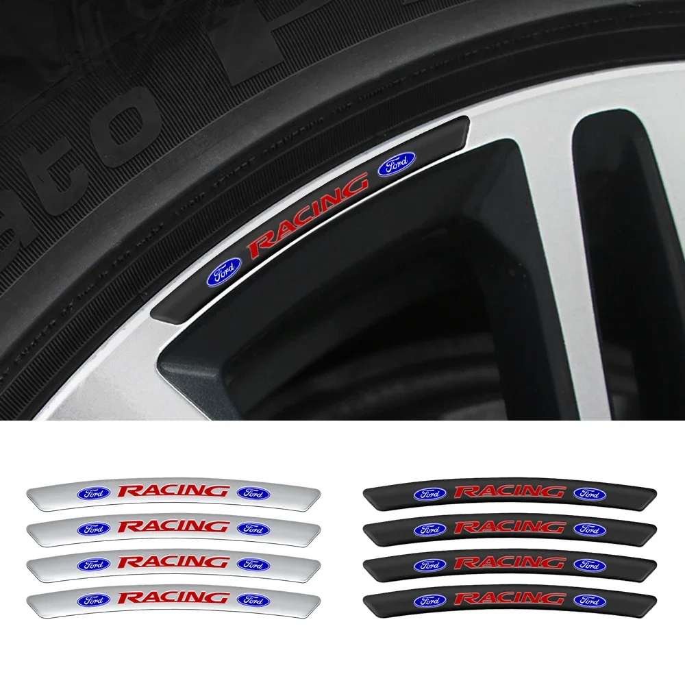 

4pcs Aluminum Car Badge Wheel Hub Rims Stickers Auto Decoration Accessories For Ford Mustang Focus 2 3 4 Mondeo Fiesta ecosport