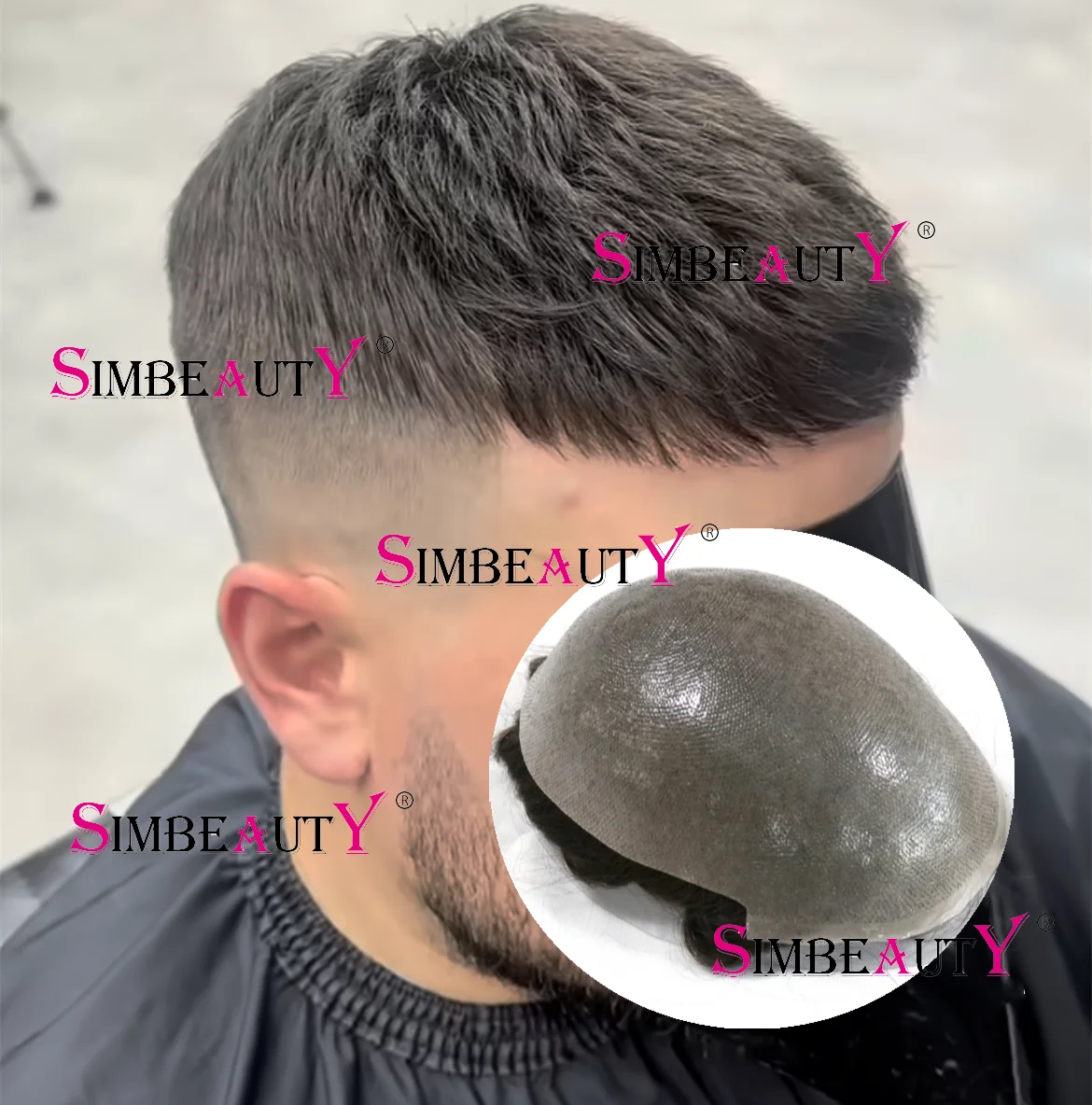 Super Durable Natural Hairline Toupee Brown Microskin Capillary 0.06-0.08mm PU replacement Unit Black Grey Men's prosthetic wig