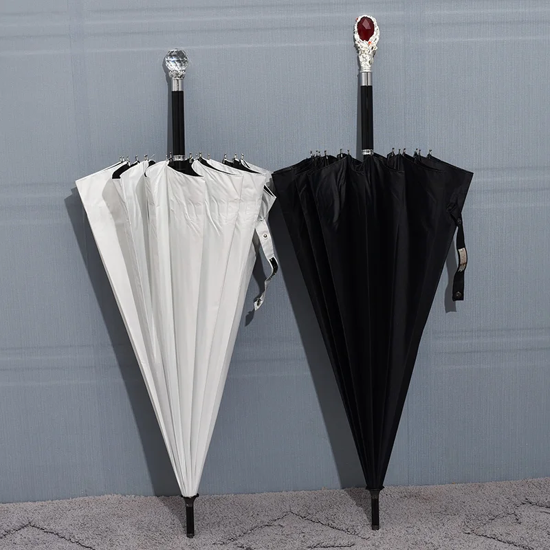 Windproof Long Handle Umbrella for Girls and Boys, Luxury Parasol, Anti UV, Sun Protection, Rain, Man16 Ribs