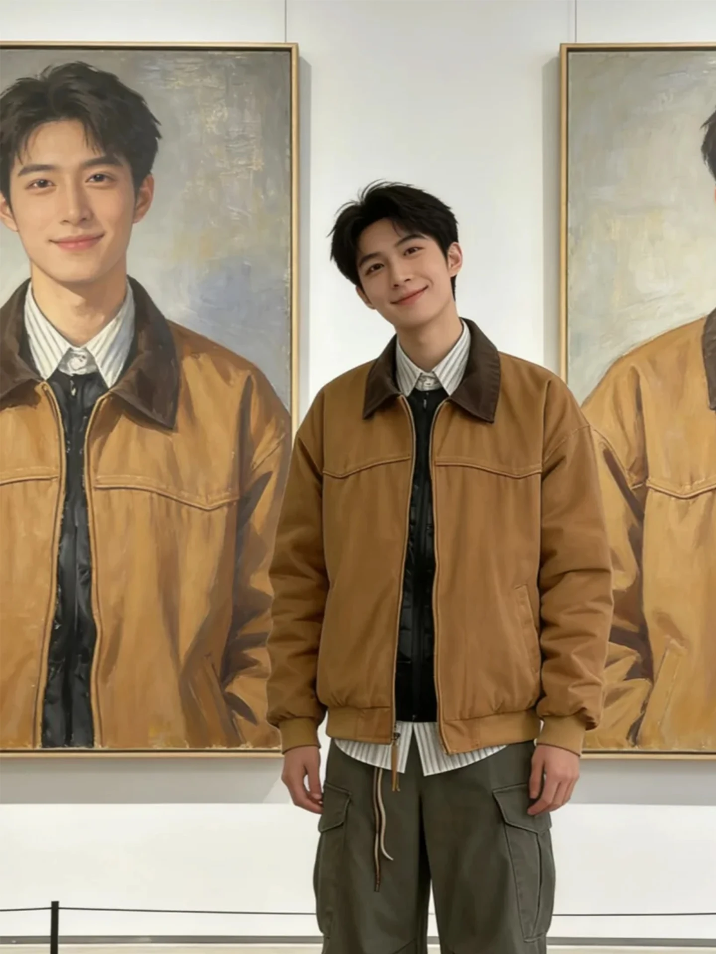 

Khaki Detroit Workwear Jaet Men's Spring New American Retro ort Sle Barn Windbreaker Loose Fit Color Blo Cuff Design