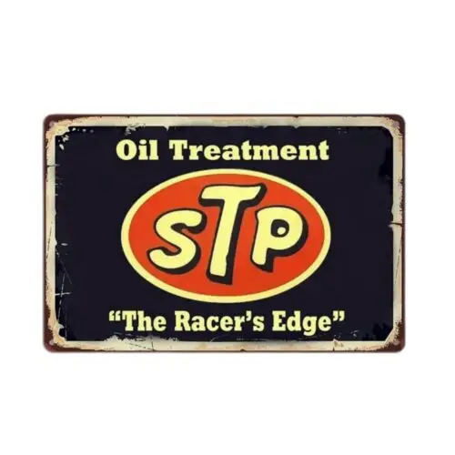 STP Oil Treatment Tin Sign Vintage Style Retro Racing Man Cave Decor