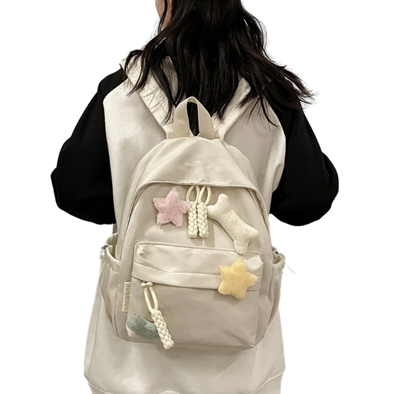 

2023 Double Strap Shoulder Bag Girl Student Teens Backpack Rucksack with Decor