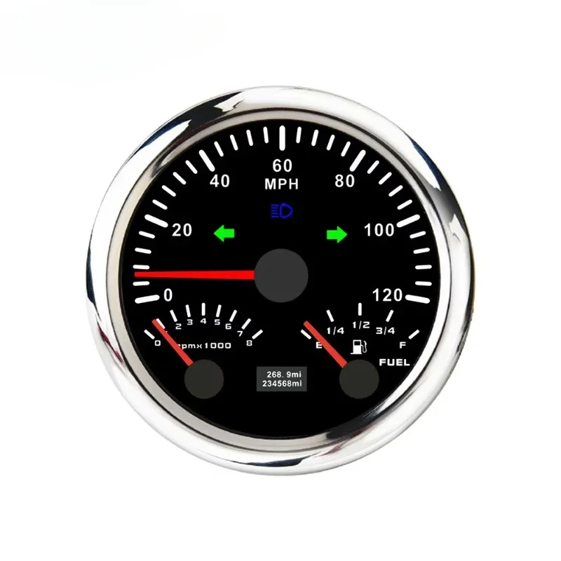 85mm(3 3/8'') Speedometer GPS Odometer 200km/h Tachometer 8000RPM Fuel Level Meter for Auto Tractor Motorboat 12V 24V