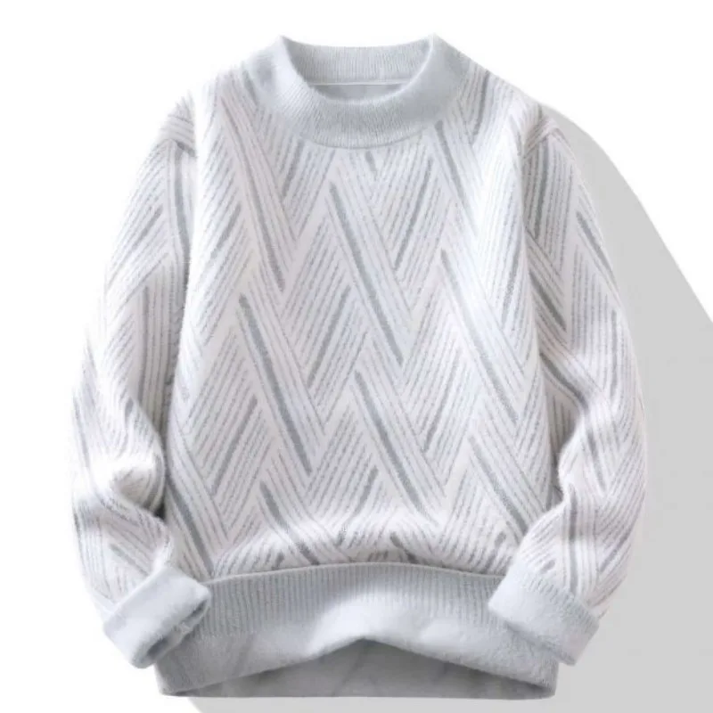 Autunno Inverno girocollo pullover a righe lanterna manica lunga geometrica abbigliamento da uomo maglione lavorato a maglia stile preppy top alla moda