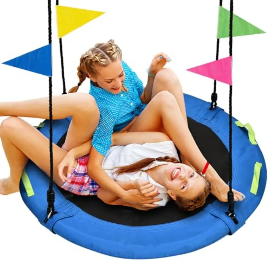 

Tree Swing, Large Blue Saucer Swing for Whole Family, 900lbs Capacity, Adjustable Hanging Straps, Outdoor Playground Use, Gift