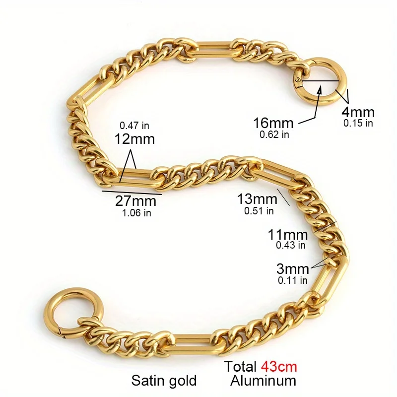 1PC 43cm aluminum chain women\'s shoulder bag metal chain bag mobile phone case accessories bag shoulder strap chain