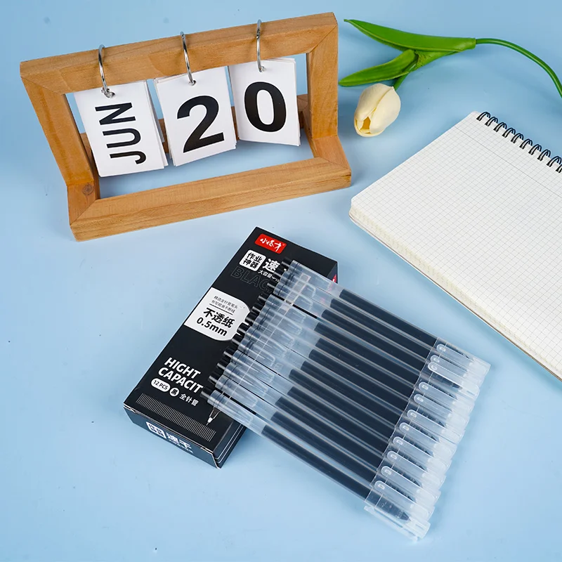 

12 Quick-Drying Black Gel Pens, with Increased Ink Volume, Smooth and Easy to Write With, Suitable for Students' Classroom Notes